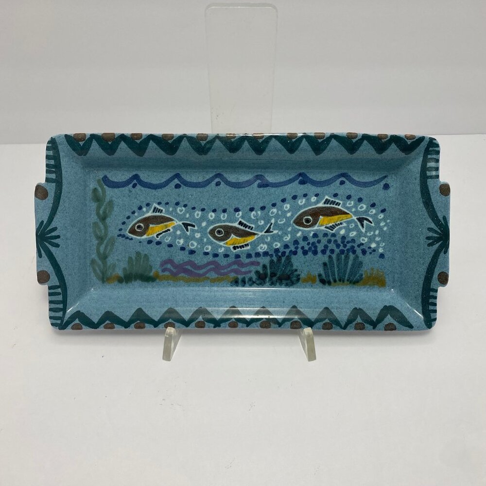 Vtg Elle Keramikk Ceramic Fish Tray | Hand Painted MCM | 9.5 in